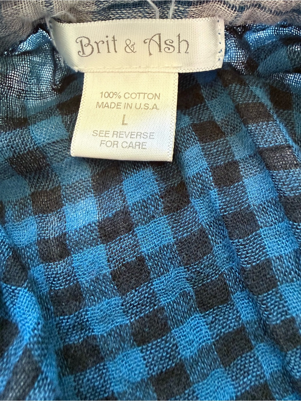 Blue Plaid Ruffle-Trim Button-Front Blouse - Picture 6 of 6